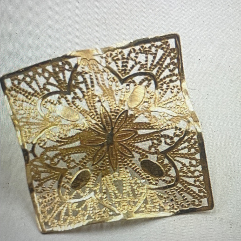 14K Gold Filigree Square Statement Earrings - Women Jewelry - Picture 9 of 14